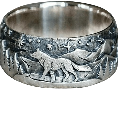 Bague loup  décor celtique